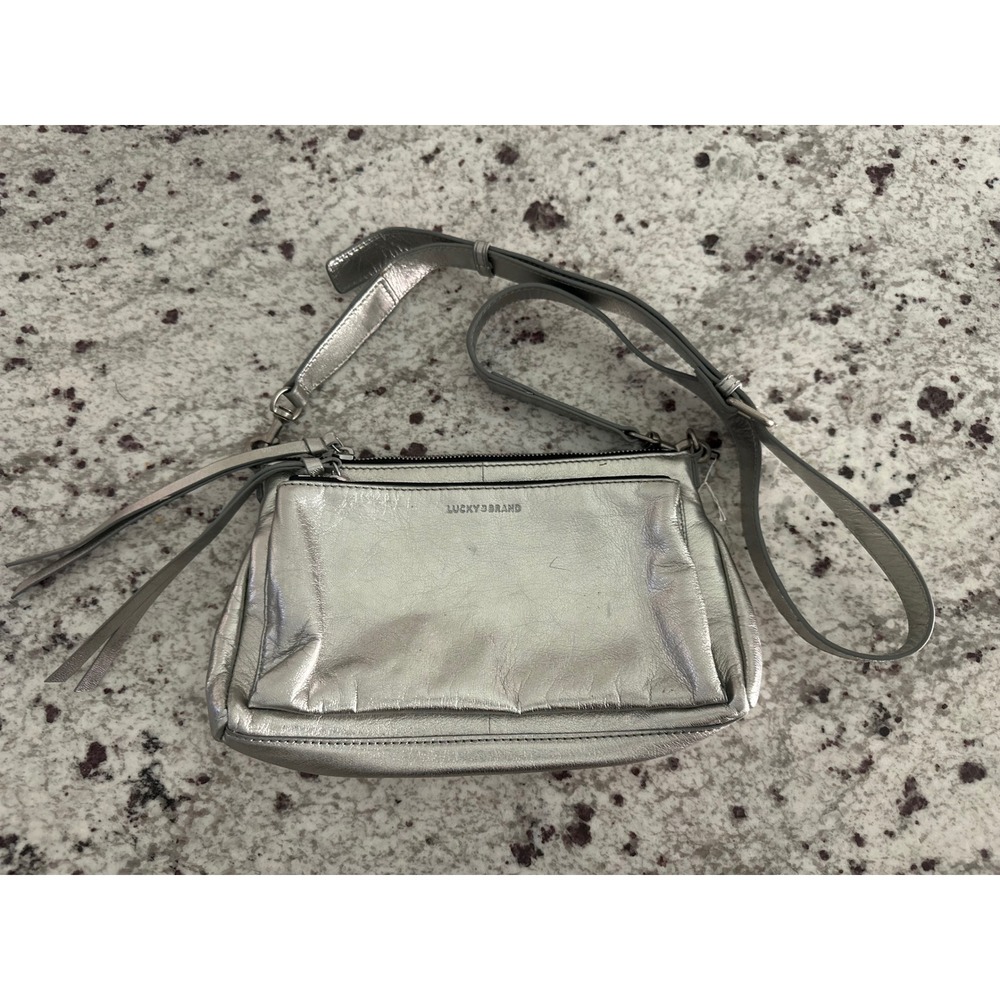 Lucky brand silver leather crossbody bag
